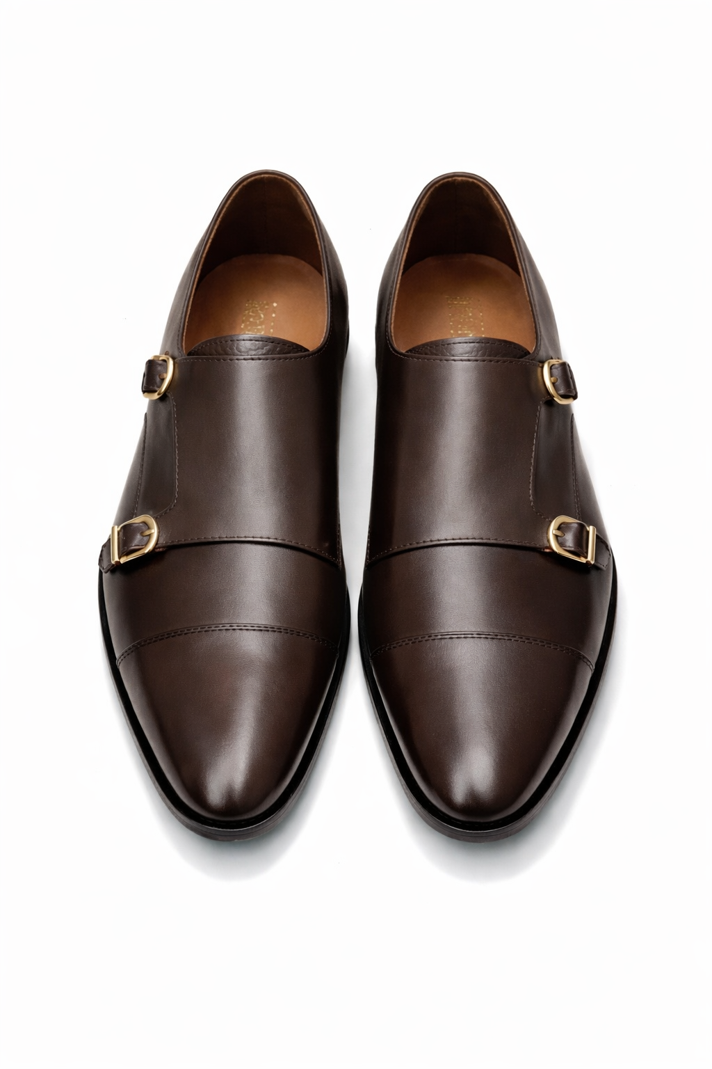 SKU:2011-Tan Cow Leather Formal Double Monk Style - DeVogue