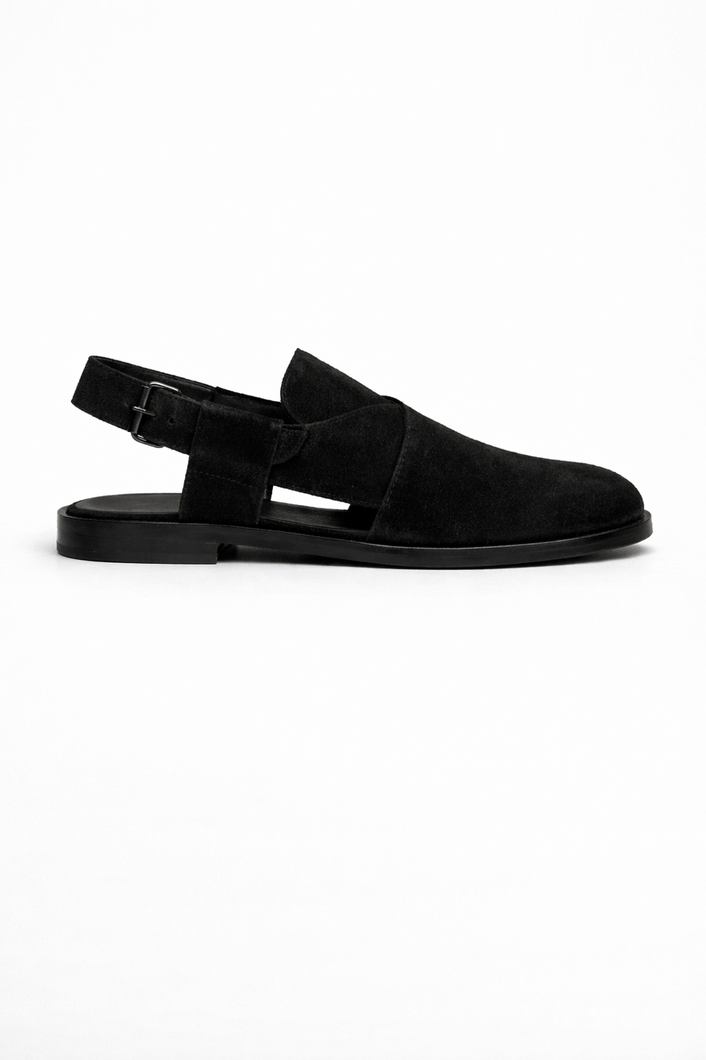 CL-04 Black Suede Peshawari Chappal - DeVogue
