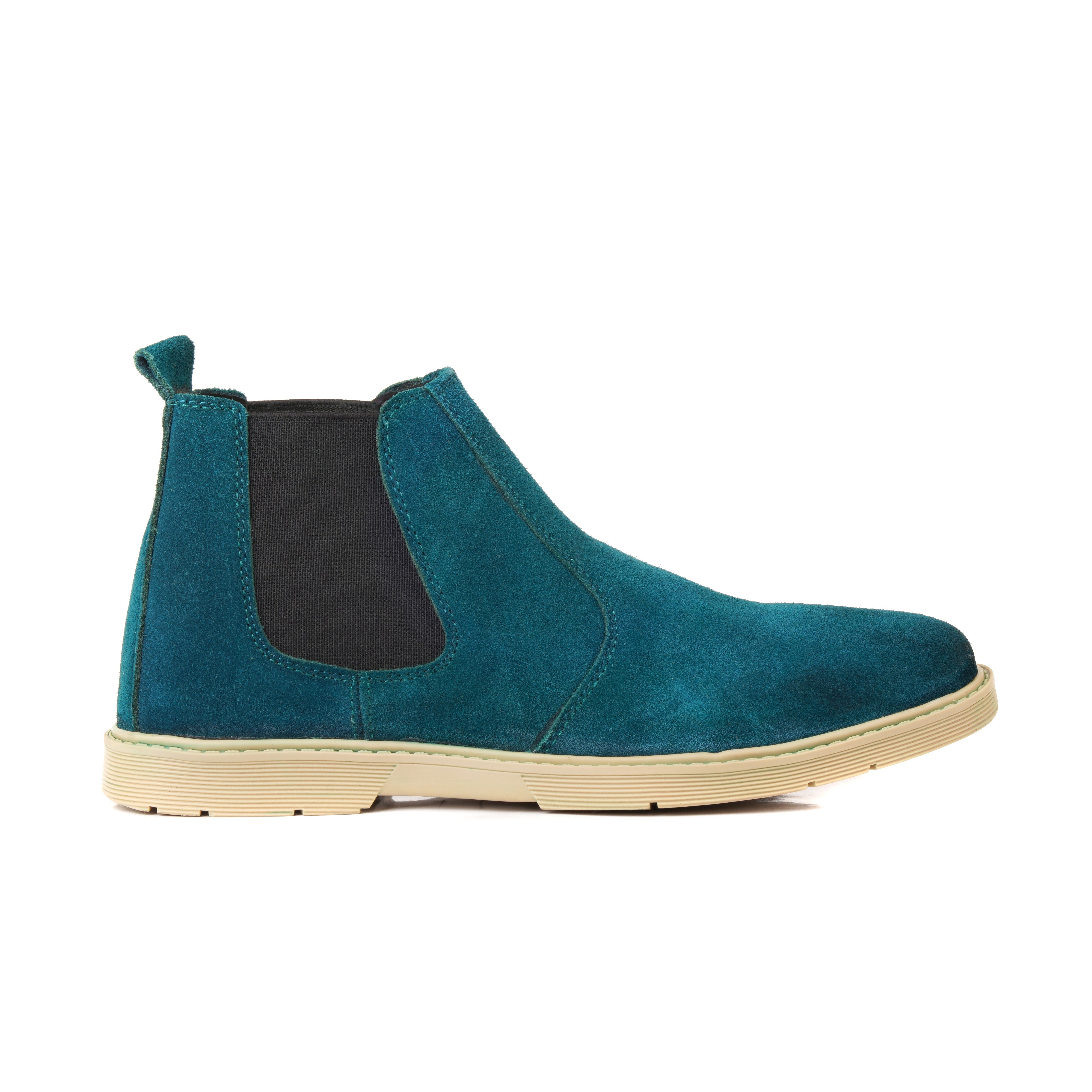 8017-Green Suede Chelsea Boots - DeVogue