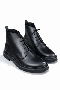 SKU:1006-Black Soft Cow Leather Chukka boots - DeVogue