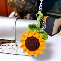 Crochet Sunflower Car Rearview Mirror Hanging Gulyarn