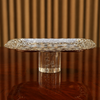 Silver Serving Tray with Crystal Bubble Pedestal