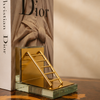 Golden Ladder  Glass & Brass Bookend Set