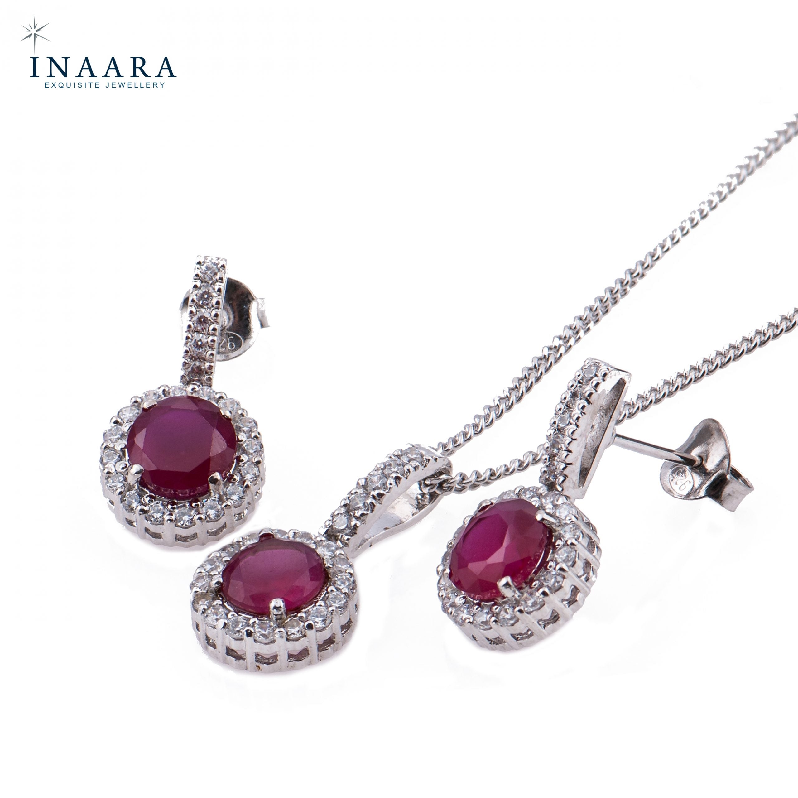 Ruby (Synthetic) Pendant Set