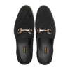 Black Suede Cow Leather Horse Bit Formal Loafer Style In Rubber Sole