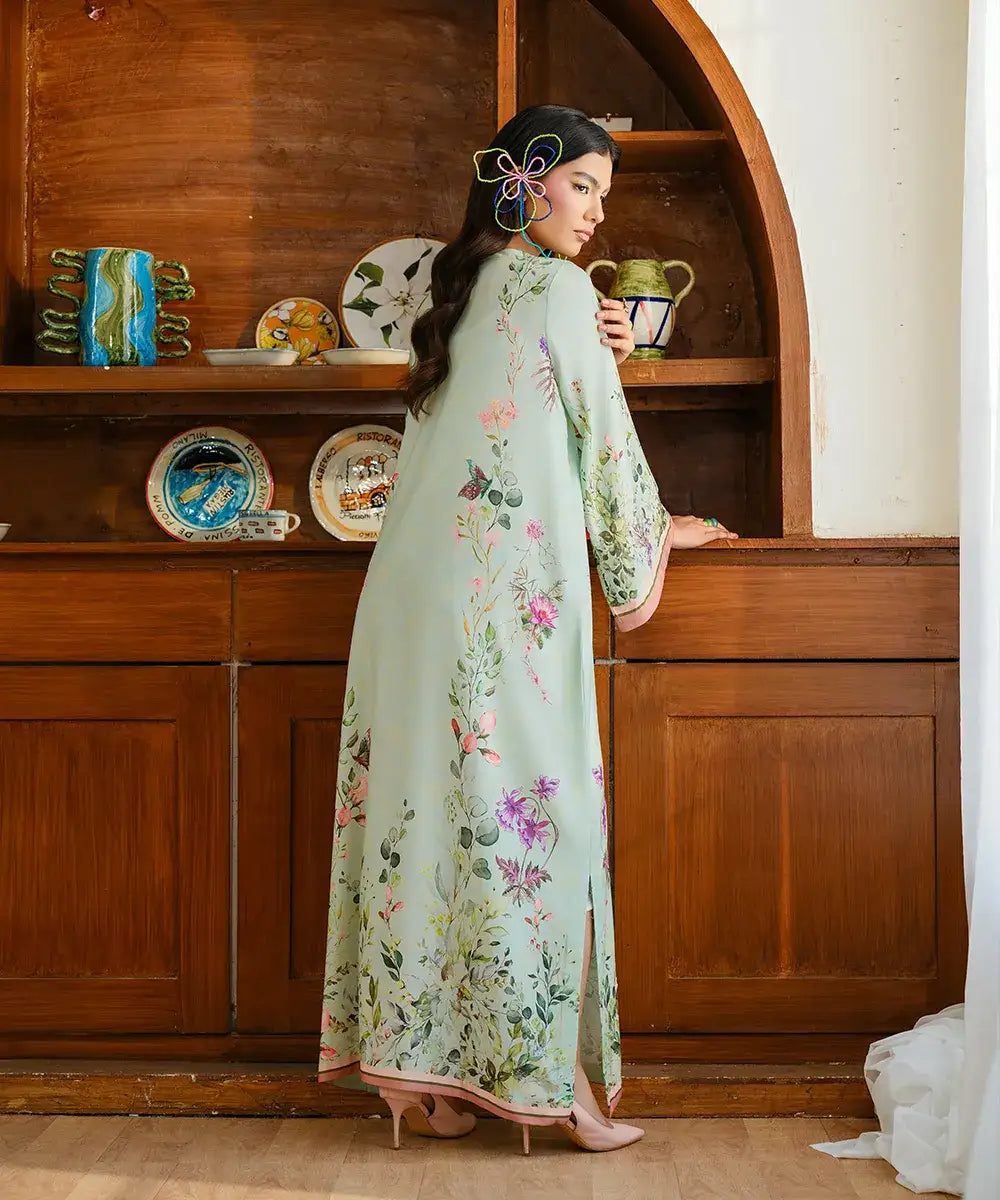 Printed Silk Lawn Kaftaan - Kross Kulture 