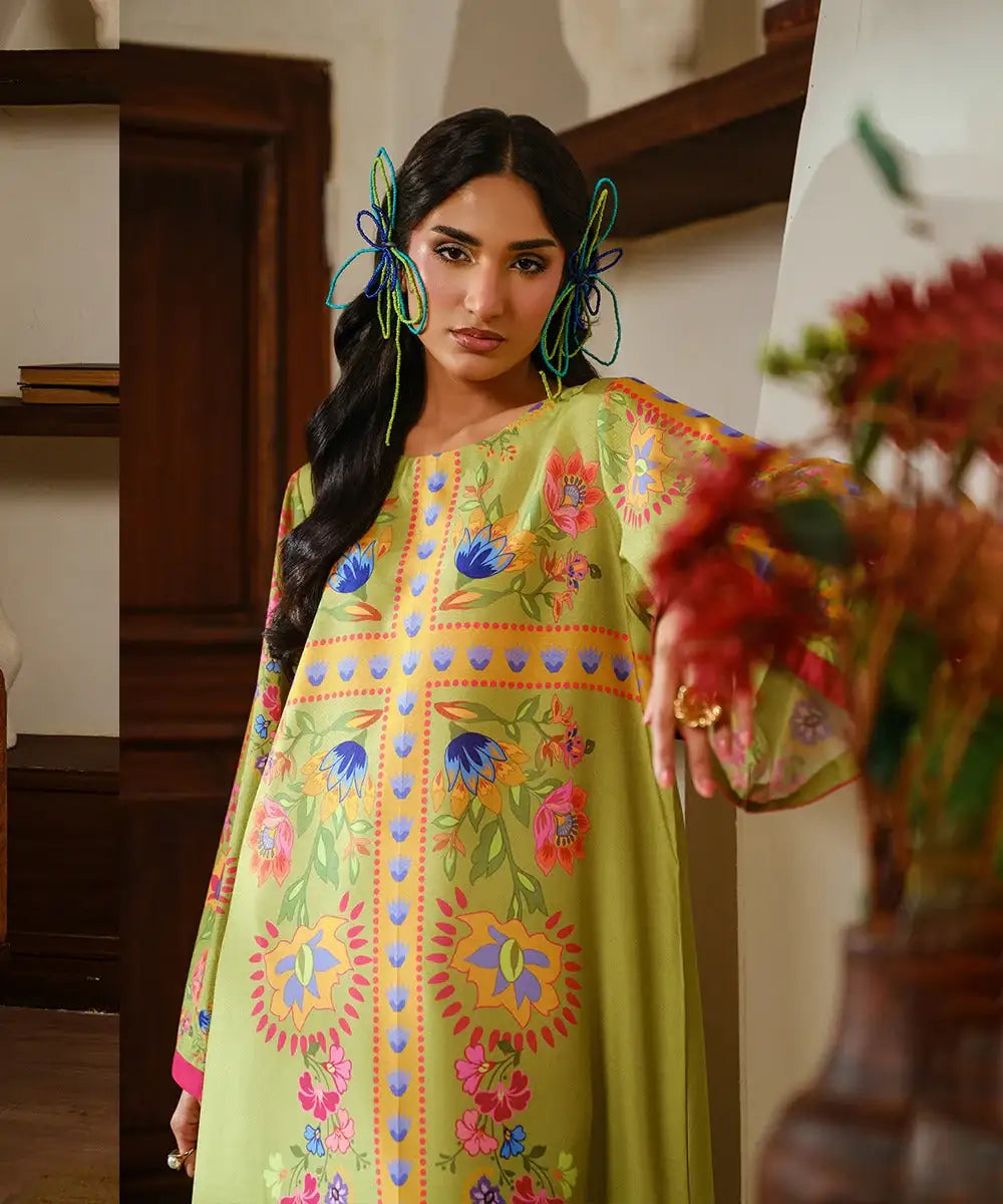 Printed Silk Lawn Kaftaan - Kross Kulture 