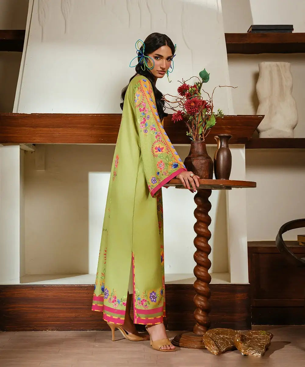 Printed Silk Lawn Kaftaan - Kross Kulture 