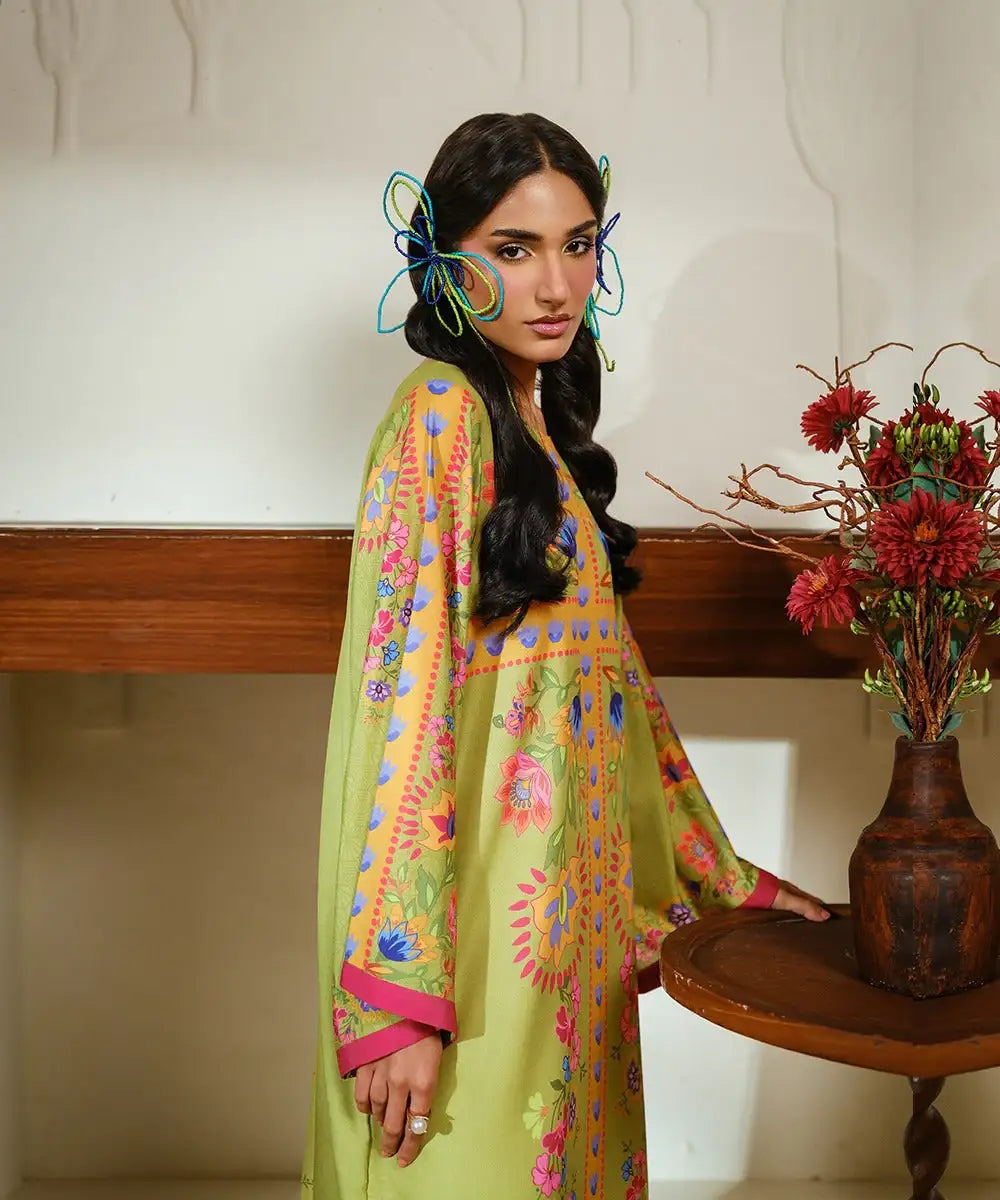 Printed Silk Lawn Kaftaan - Kross Kulture 