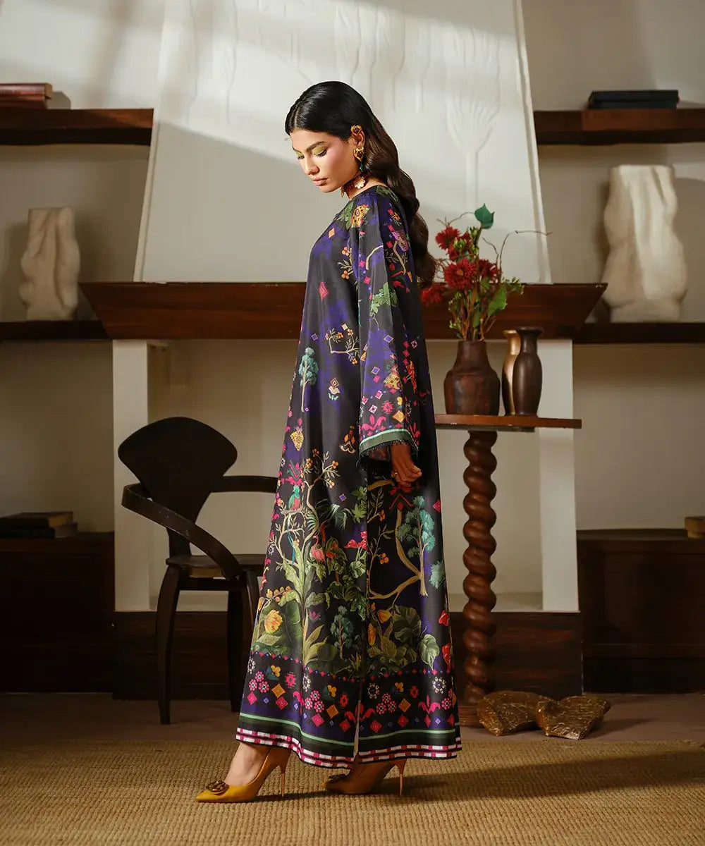 Printed Silk Lawn Kaftaan - Kross Kulture 