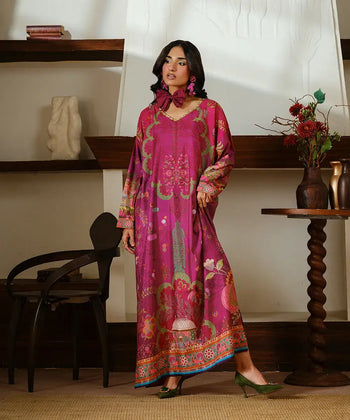 Printed Silk Lawn Kaftaan - Kross Kulture 