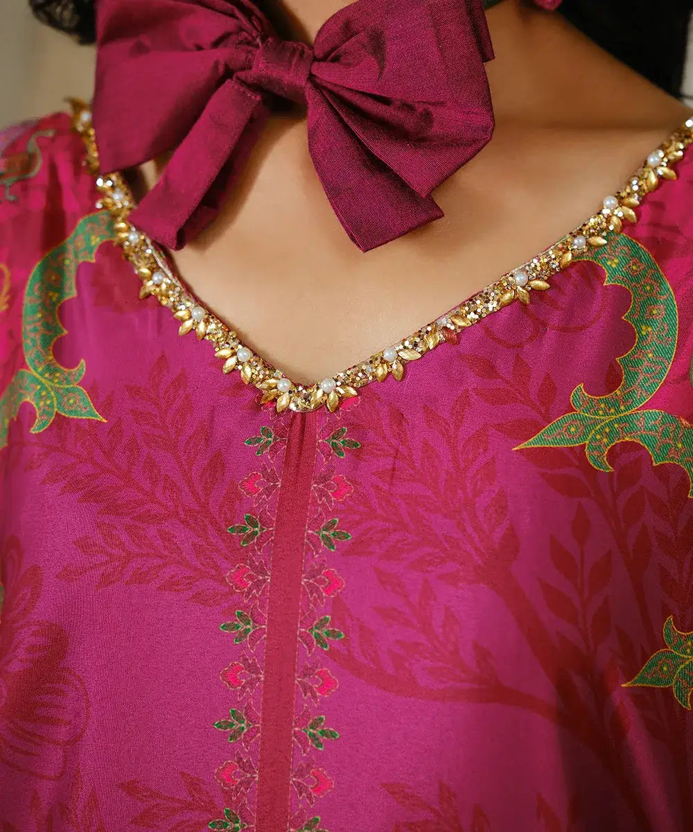 Printed Silk Lawn Kaftaan - Kross Kulture 