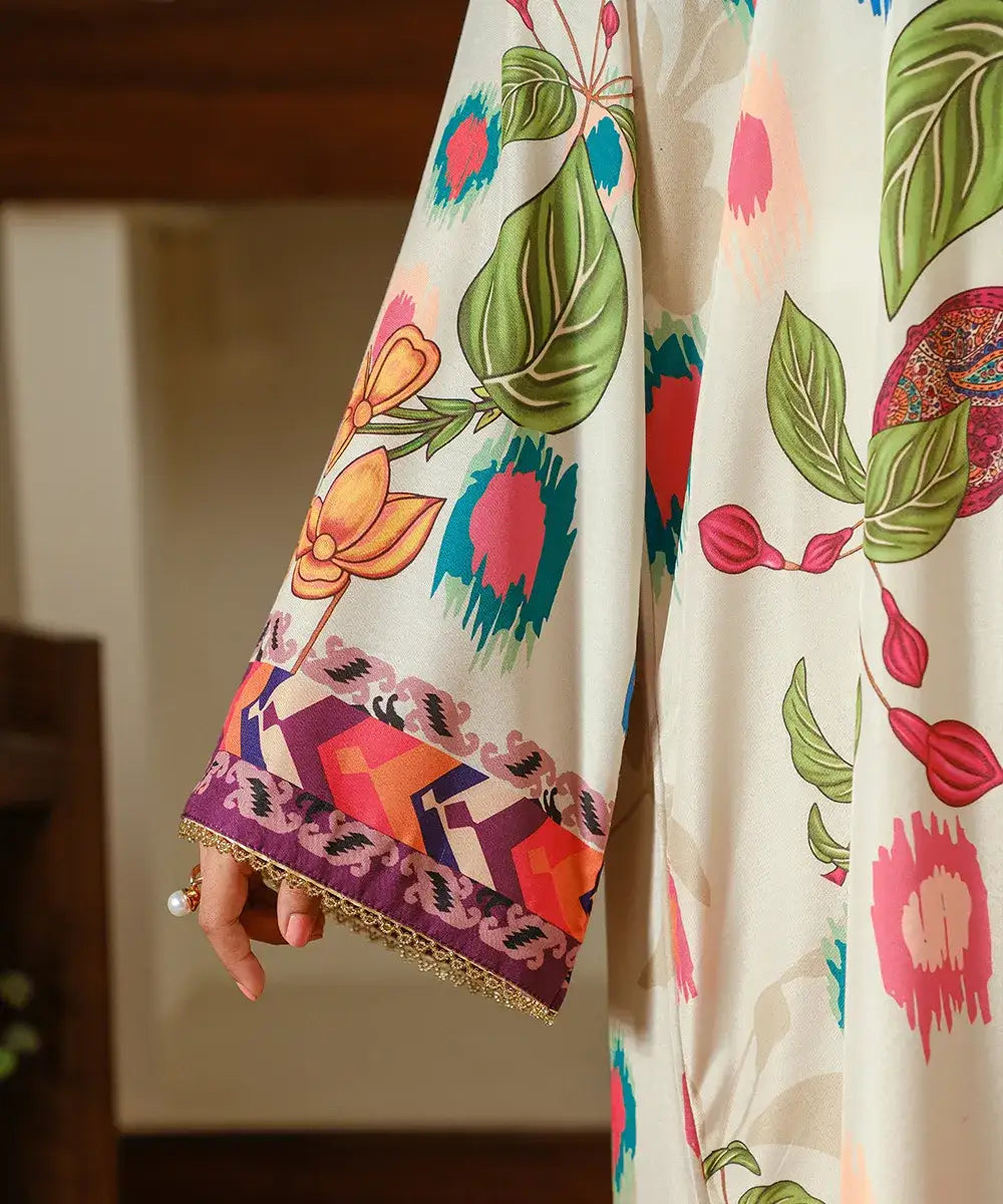 Printed Silk Lawn Kaftaan - Kross Kulture 