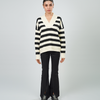 Striped V-Neck Pullover Sweater