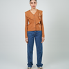 Ladies V-Neck Ruffled Sweater
