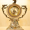 Imported Italian Vintage Porcelain Table Clock with Brass Scrollwork