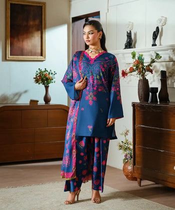 2PC - Printed Silk Lawn - Kross Kulture 