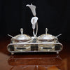 Calla Lily Twin Jar Condiment Set with Mirrored Tray