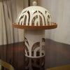 White Cutwork Dome Serving Stand with Wooden Plate