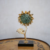 Golden Sunflower Showpiece with Green Jade Stones