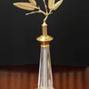 Crystal & Brass Bamboo Leaf Sculptures