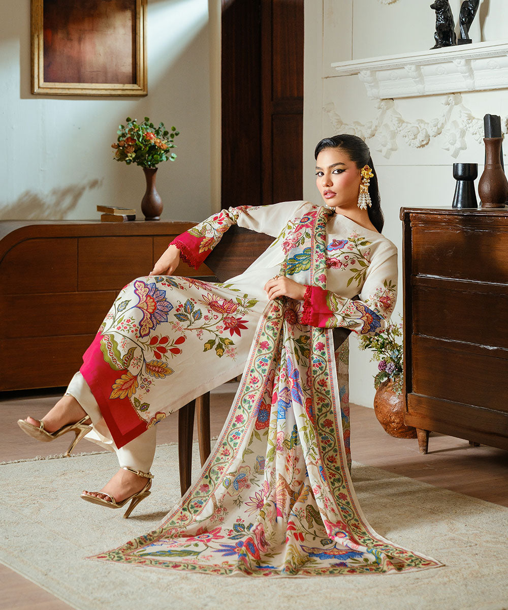 2PC - Printed Silk Lawn - Kross Kulture 