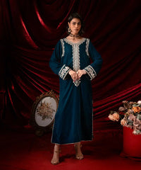 Embroidered Velvet Long Shirt - Kross Kulture 