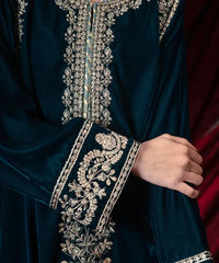 Embroidered Velvet Long Shirt - Kross Kulture 