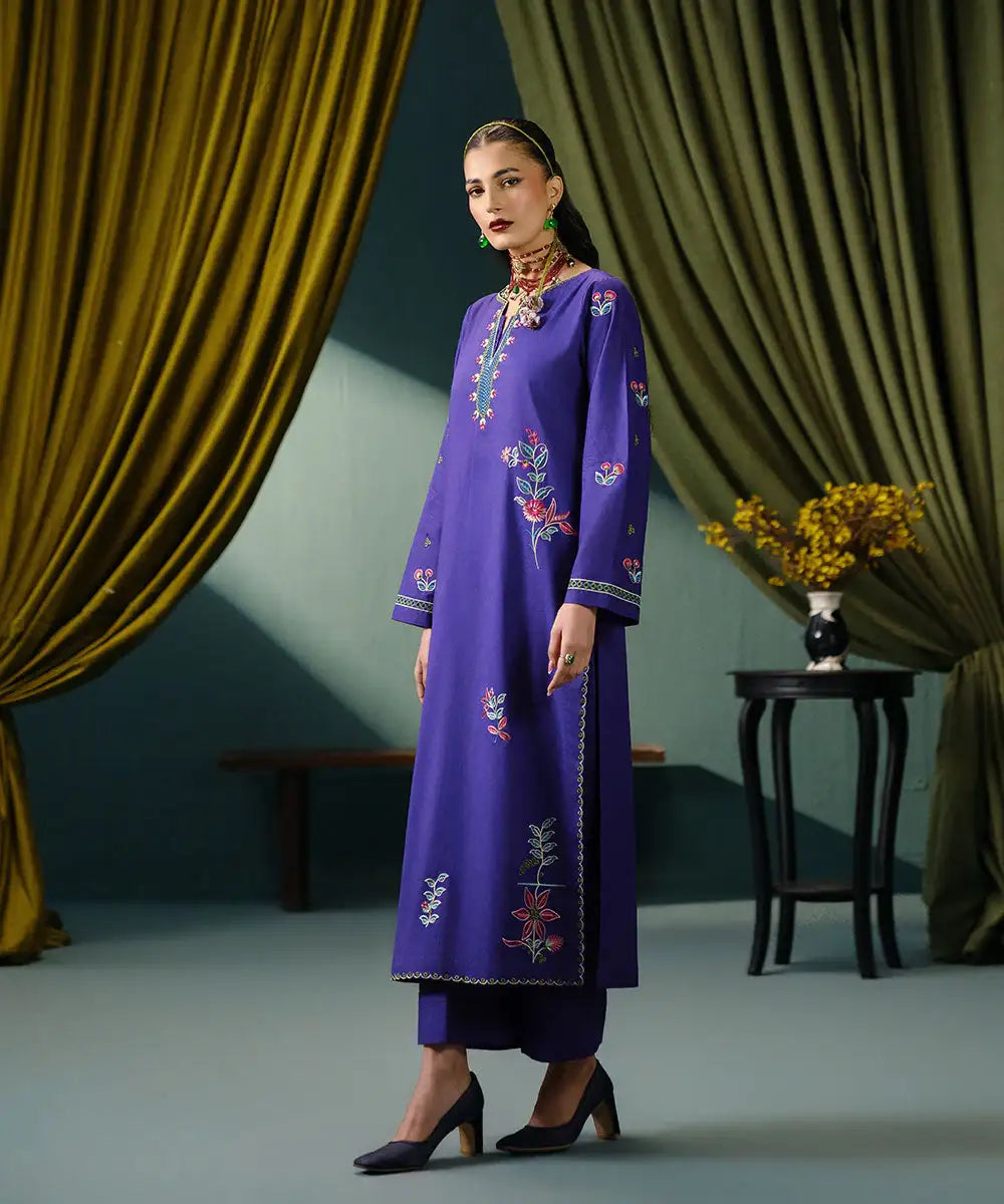 Embroided Lawn Cotton Shirt - Kross Kulture 