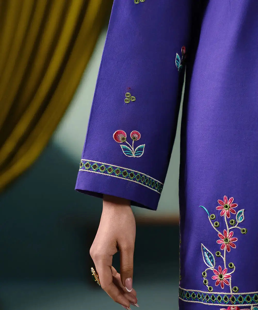 Embroided Lawn Cotton Shirt - Kross Kulture 