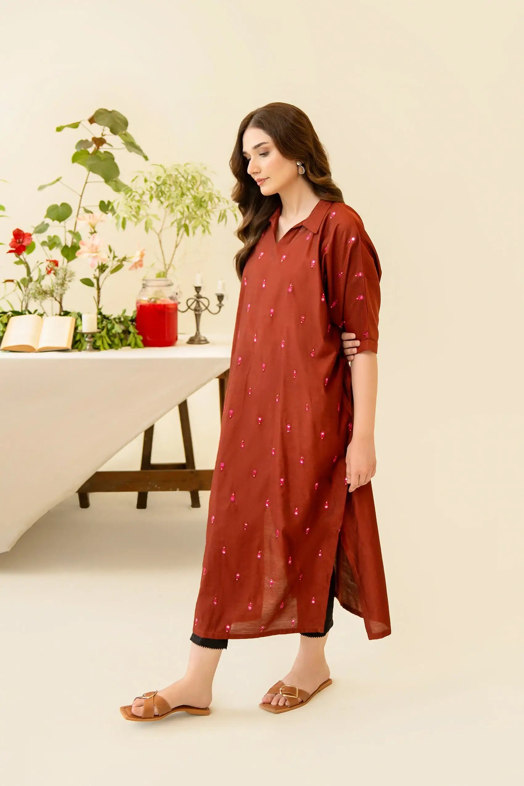 Embroidered Yarn Dyed Cotton Shirt - Kross Kulture 