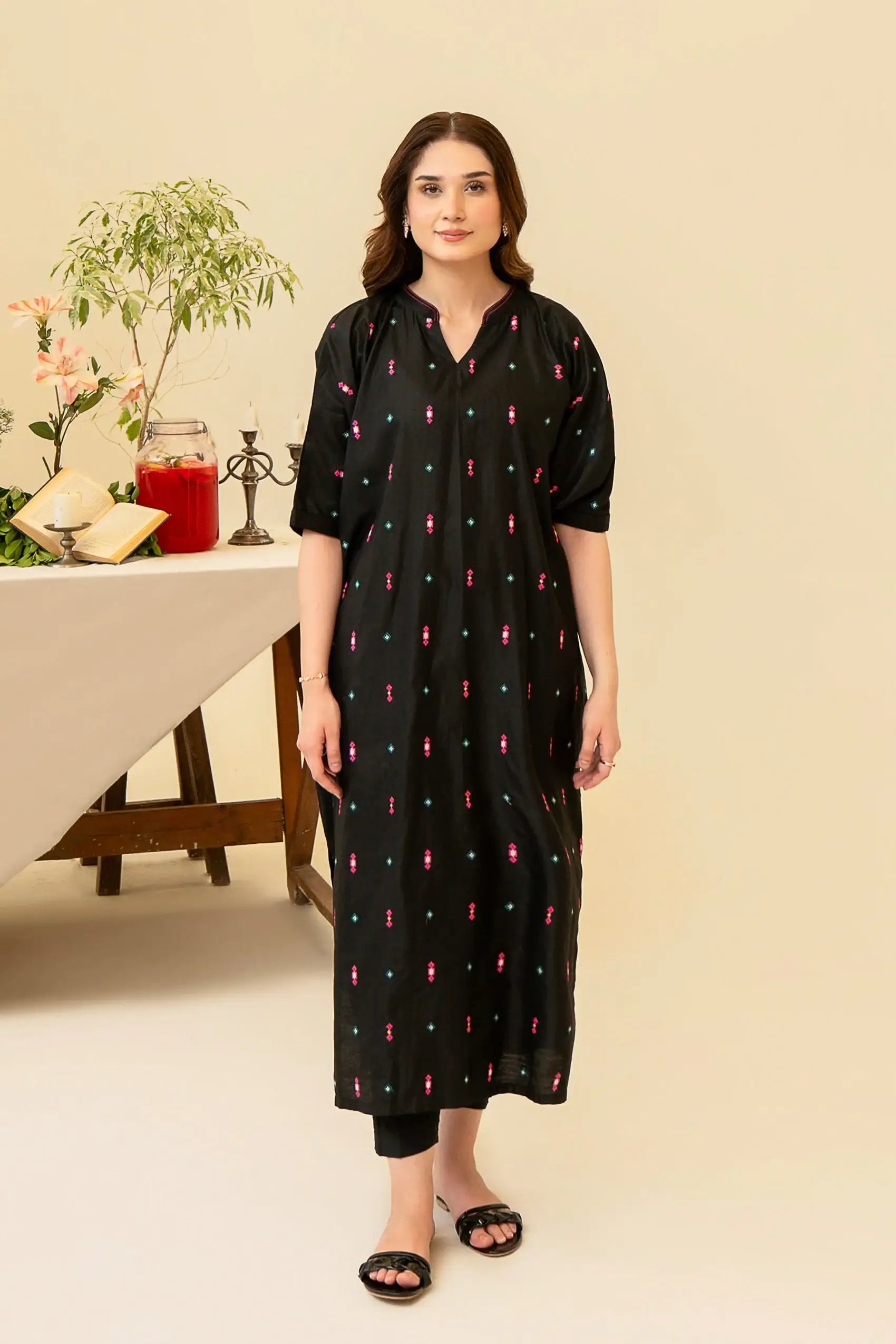 Embroidered Yarn Dyed Cotton Shirt - Kross Kulture 