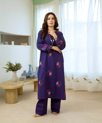 2PC - Embroidered Khaddar Suit - Kross Culture 