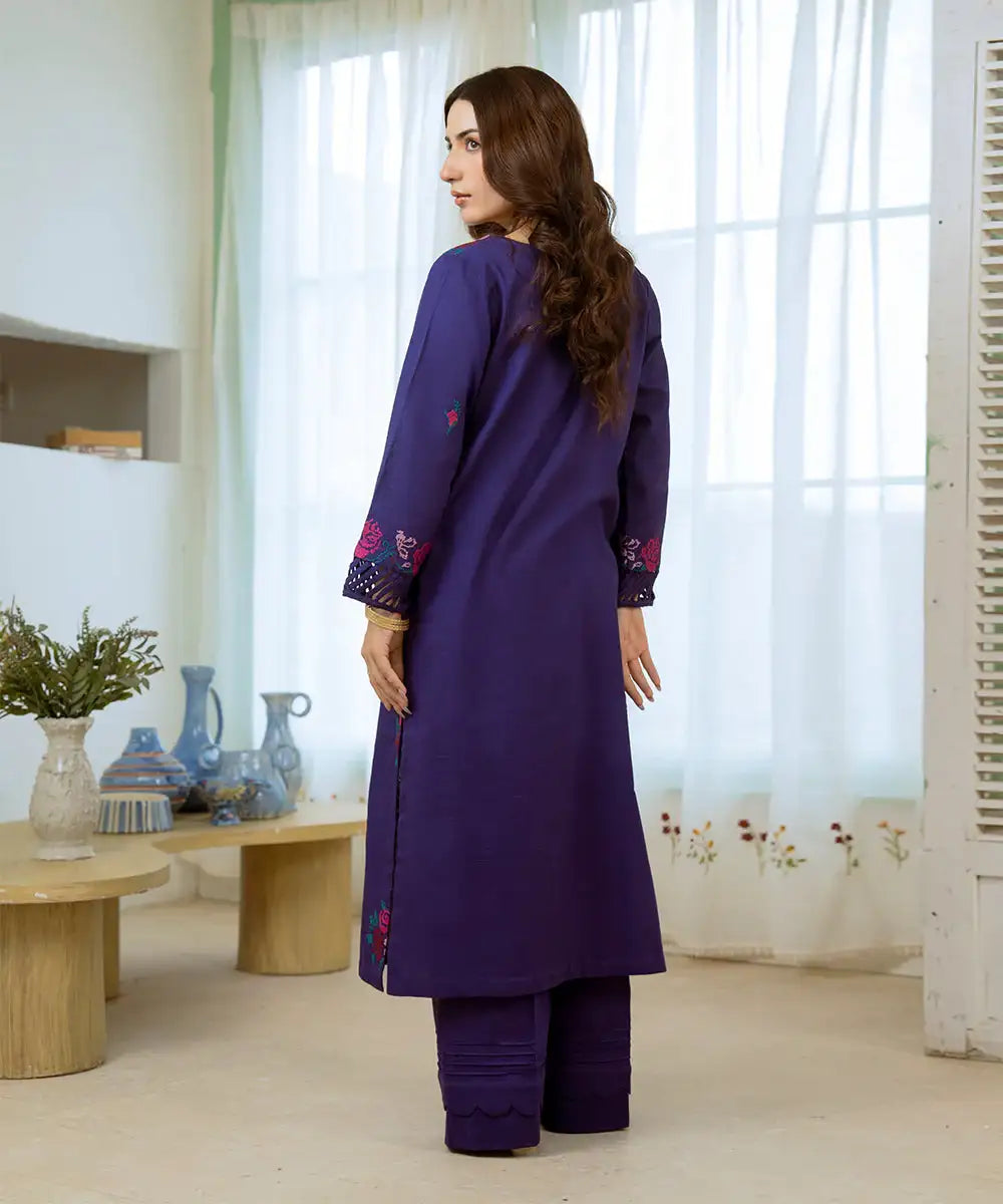 2PC - Embroidered Khaddar Suit - Kross Kulture 