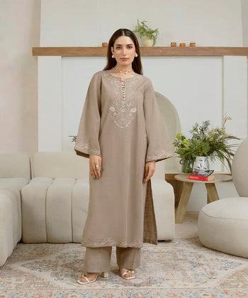 2PC - Embroidered Khaddar Suit - Kross Kulture 