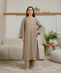 2PC - Embroidered Khaddar Suit - Kross Culture 