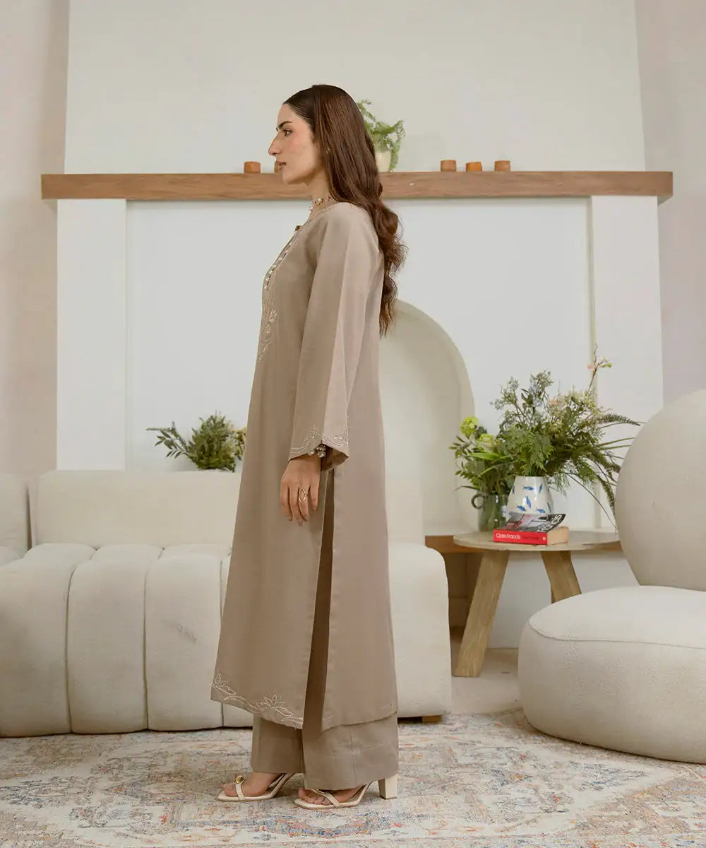 2PC - Embroidered Khaddar Suit - Kross Kulture 