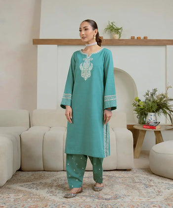 2PC - Embroidered Khaddar Suit - Kross Kulture 
