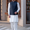 Premium Navy Blue Suiting Waistcoat for Menwith One Welt Chest Pocket on the Left Side and Two Side Bone (Jetted) Pockets - Classic Fit Mandarin Style