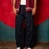 Navy Blue Pleated Straight Trouser