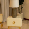 Auric Column Trendy Table Lamp - Grey Fluted Pillar
