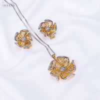 Golden Flower Pendant Set