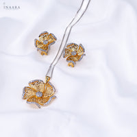 Golden Flower Pendant Set