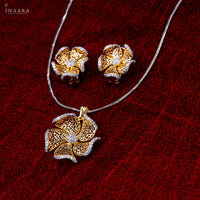 Golden Flower Pendant Set