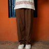 Brown Pleated Straight Trouser
