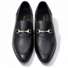 4003-Black Cow Leather Formal Loafer Style In Rubber Sole