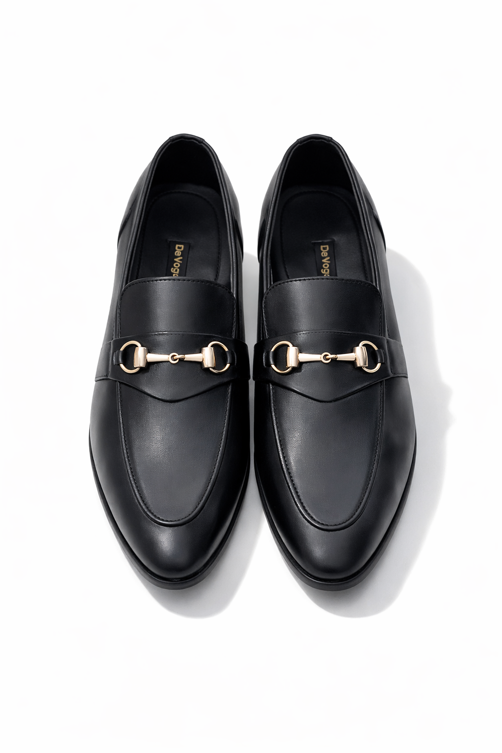 4003-Black Cow Leather Formal Loafer Style in Rubber sole - DeVogue