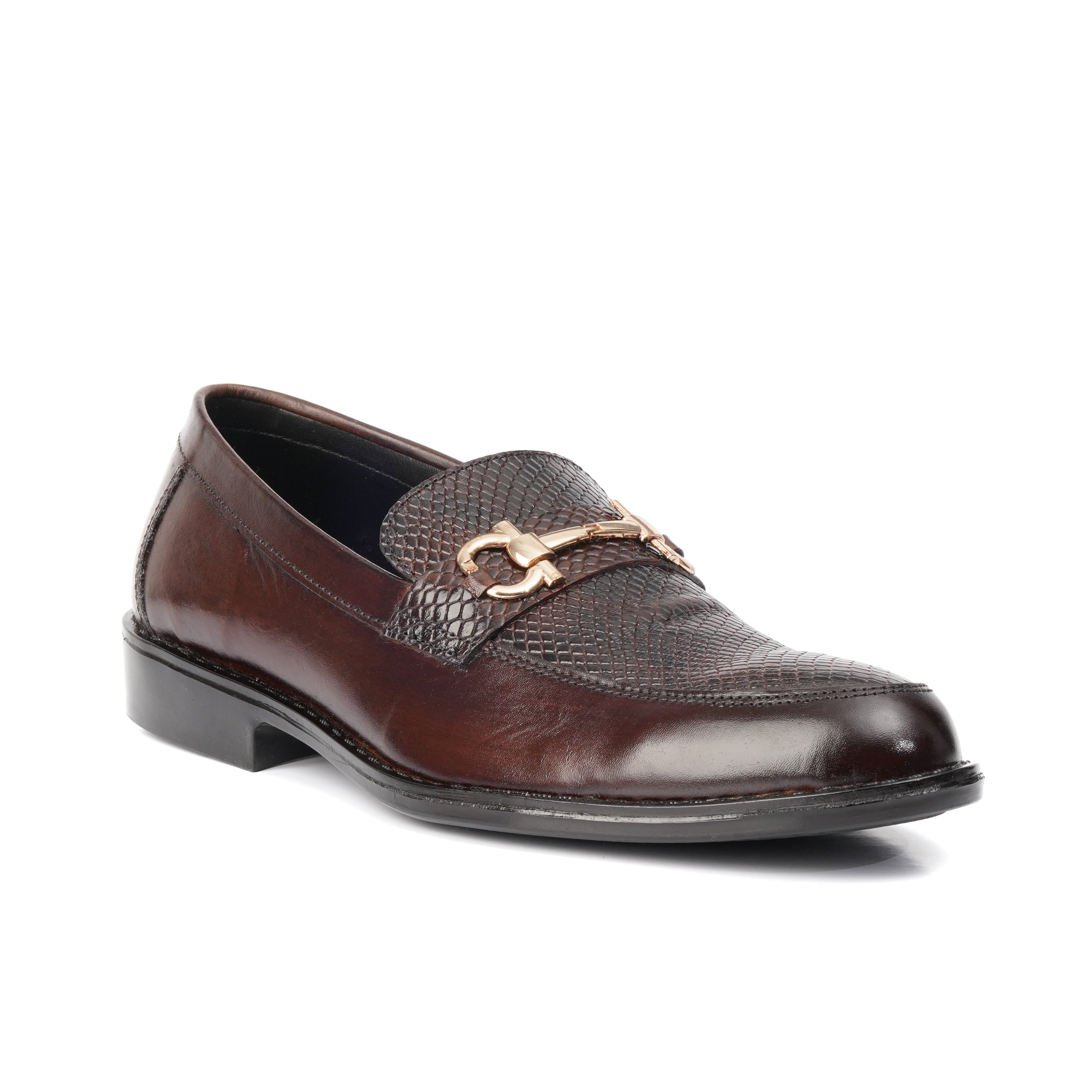 ST-05-Snake Brown Cow Leather Horse bit Formal - DeVogue