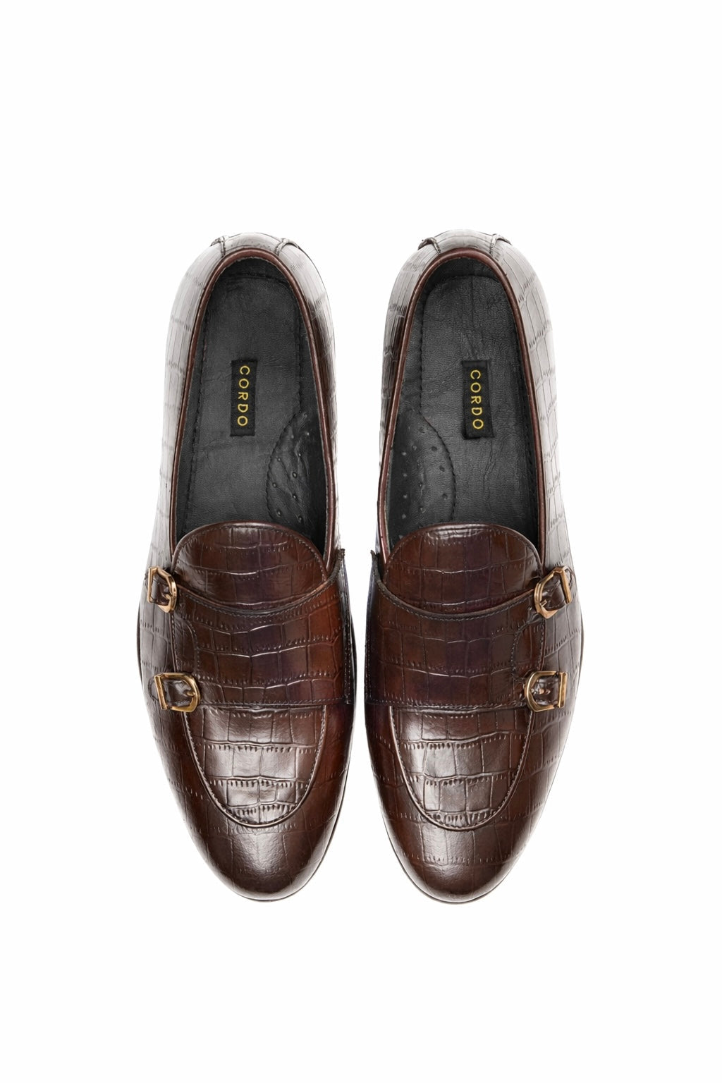 2012-Croco Cow Leather Casual Double Monk Style - DeVogue