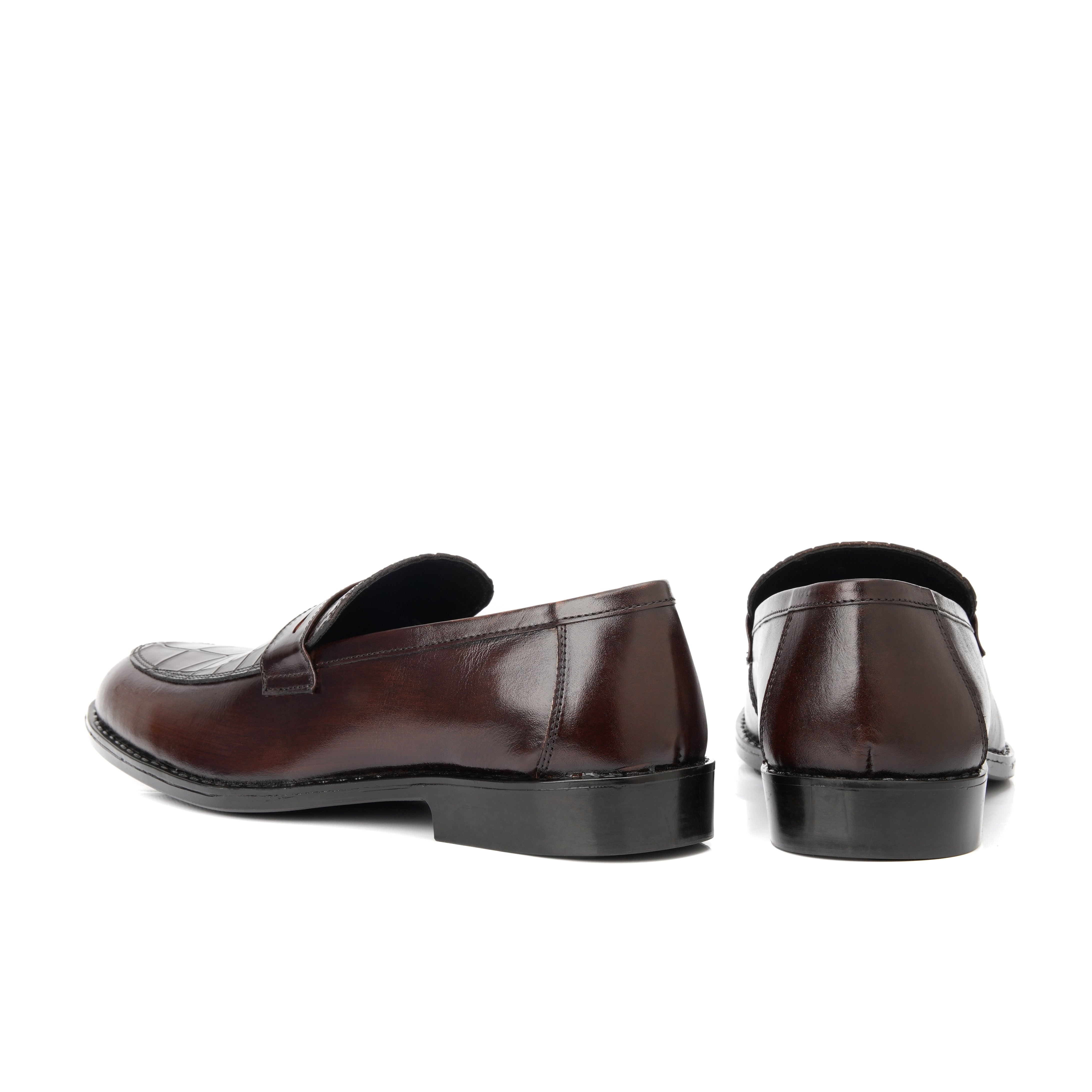 ST-06-Brown Crocodile print Leather Horse bit Formal Loafer Style In Rubber sole - DeVogue